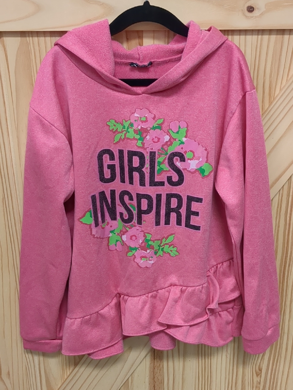 Girls Inspire Pink Hooded Ruffle Sweatshirt